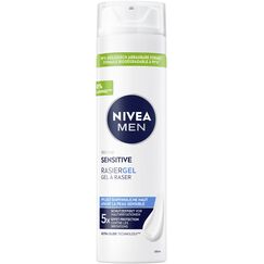 NIVEA MEN Sensitive Rasiergel für Männer, Rasiergel mit Kamille, Vitamin E & Provitamin B5 für eine sanfte Rasur, schützende Formel gegen Hautirritationen (100 ml)