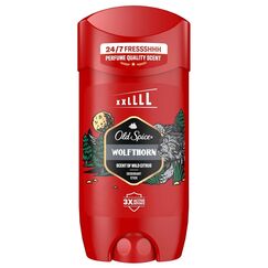 Old Spice Wolfthorn Deostick für Männer 85 ml, 24/7 Frischhh bei täglicher Anwendung, lang anhaltender Duft in Parfümqualität, Schutz vor Gerüchen, 0% Aluminiumsalze, unsichtbar auf Schwarz und Weiß