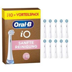 Oral-B iO Sanfte Reinigung Aufsteckbürsten — ORIGINAL Zahnbürstenaufsatz für Elektrische Oral-B iO Zahnbürsten — Ersatzbürsten, Bürstenköpfe für empfindliches Zahnfleisch & Zähne — Weiß, 10 Stück