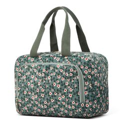 Funtlend Damen Kosmetiktasche M Größe (7,8L) - Große Cord Kulturtasche mit Tragegriff für Makeup,Toilettenartikel,Alltag & Reise(Grün-3,M)