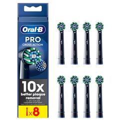 Oral-B Pro Cross Action Elektrische Zahnbürstenköpfe, X-Form und abgewinkelte Borsten für tiefere Plaque-Entfernung, 8 Stück Zahnbürstenköpfe, Schwarz