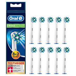 Braun Oral-B 4210201197713 CrossAction Aufsteckbürsten für elektrische Zahnbürsten, Briefkastenfähige Verpackung, 10 Stück