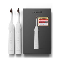 Zanheld® Doppelpack, 2x elektrische Schallzahnbürsten GERO G2 Bewährte Qualität mit Bürstenkopf & Etui | weiß