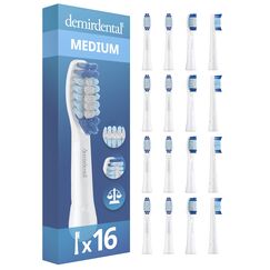 Aufsteckbürsten von demirdental für Oral-B Pulsonic Aufsteckbürsten, Medium Bürstenköpfe, Ersatzbürsten für tägliche Reinigung, Weiß, 16 Stück