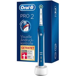 Oral-B PRO 2 2000N Elektrische Zahnbürste/Electric Toothbrush, mit 2 Putzmodi und visueller Andruckkontrolle für Zahnpflege, Designed by Braun, blau