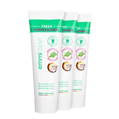 Emmi-dent Ultraschall Zahncreme "Fresh" – Pfefferminz-Geschmack – Ideal für empfindliche Zähne & Zahnfleisch – Vegan – Ohne Mikroplastik & Nanomaterialien – 3x 75 ml