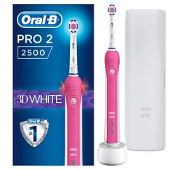 Braun Oral-B Pro 2 – 2500 – Elektrische Zahnbürste, wiederaufladbar, 1 Griff mit sichtbarem Drucksensor, 1 Bürste, 1 Reisetasche, Autre
