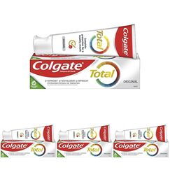 Colgate Zahnpasta Total Original 1x75 ml – Zahnreinigung für einen gesunden Mund und 12 Stunden proaktiven Zahnschutz* – reinigt Zähne, Zahnfleisch, Wangen und Zunge (Packung mit 4)