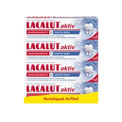 LACALUT aktiv Zahnfleischschutz & Sanftes Weiß Zahncreme 4er-Pack (4x75ml) - Medizinische Zahnpasta für gesundes Zahnfleisch und natürlich weiße Zähne