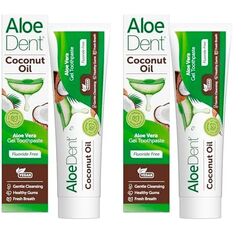 AloeDent Coconut Oil Toothpaste Fluoride Free, Natural Action, Vegan, Cruelty Free, SLS Free, Triple Action, Healthy Gums, 100ml (Packung mit 2)