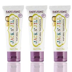 Jack N' Jill Kids Natural Toothpaste, Made With Natural Ingredients, Helps Soothe Gums & Fight Tooth Decay, Suitable From 6 Months+ - Blackcurrant Flavour 3 x 50g