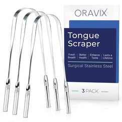 Zungenschaber Edelstahl | Dreier-Pack | Zungenreiniger | Für einen frischen Atem und eine bessere Mundgesundheit | Zungenreiniger Edelstahl | Zungenreiniger für Kinder und Erwachsene | ORAVIX