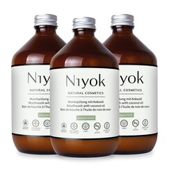 Niyok® Mundspülung mit Kokosöl "Pfefferminze" (3x500ml) • Antibakterielle Mundspülung Bio-Kokosöl • Ohne Fluorid & Ohne Alkohol • Für gesundes Zahnfleisch • Mundwasser gegen Mundgeruch