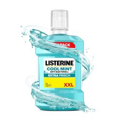 LISTERINE Cool Mint Mundwasser 1000 ml, antibakterielle Mundspülung mit ätherischen Ölen und intensivem Minzgeschmack, Zahnpflege-Spülung reduziert Zahnbelag und bekämpft wirksam Mundgeruch