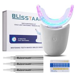 Bleaching Zähne Teeth Whitening Zahnaufhellung - Blisstaar Zahn Bleach Set mit 32X LED Bleichen Lampe 3Pcs Zahnbleaching Gel Pen zum Tooth Aufhellen Instant für Diamond Smile - Grau
