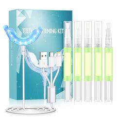 Blisstaar Professionell Teeth Whitening Kit: 20 Minuten Schnelles Zahnaufhellung System zu Hause mit 16X LED Bleaching Lampe und 5 Pcs Zahnbleaching Gels um die Zähne Weisser zu Machen - Gelb