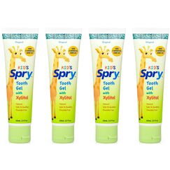 Spry Natürliche Xylit Zahnpasta für Kinder – Fluoridfreie Zahncreme für die gesunde Entwicklung neuer Zähne Original Geschmack | 60 ml (4 Packung)