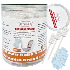 Baby Einweg-Gaze-Zahnbürste, Baby-Zungenreiniger, Schaber für Neugeborene, Säuglinge Mundpflege, Reinigungstupfer für 0–36 Monate, 100 Stück