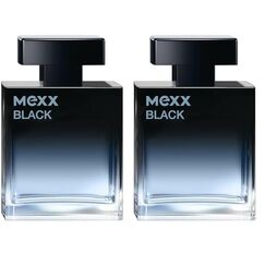 MEXX BLACK Man Eau de Parfume, verführerisch-intensiver Duft mit aquatisch-holzigen Noten für sinnliche Männer, 50ml (Packung mit 2)