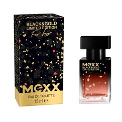 Mexx Black & Gold Limited Edition Woman Eau de Toilette, sinnlich-blumiger Damenduft, 15ml