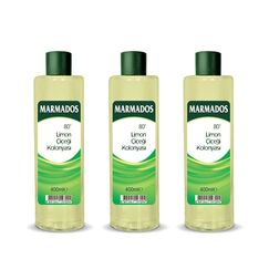 3x 400ml Marmara Marmados Limon Kolonya 80° | Lemon Eau de Cologne | After Shave | Rasierpflege | Rasierwasser | Duftwasser mit Zitronenduft