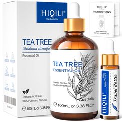 HIQILI Teebaumöl 100ml, Tea Tree Oil Für Haare, Haut, Und Zehennägel, Kann Shampoos, Duschgels Und Sprays Beigemischt Werden – Reiseflasche Inklusive