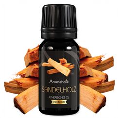 Aromaholik Sandelholzöl BIO 100% naturrein – Ätherische Öle für Diffuser & Aroma Diffuser – Zertifiziertes ätherisches Öl aus Indien – Sandalwood Essential Oils 10ml für Sauna & Massage