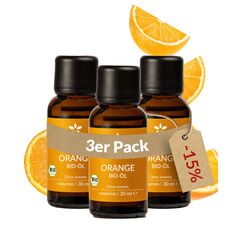 Heldengrün® BIO Orangenöl [100% NATURREIN] Kaltgepresst aus echten Orangen - Orangenöl zum Verzehr - Ätherisches Öl Orange - Duftöl Orange - 3 x 30 ml