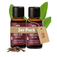 Heldengrün® BIO Nelkenöl [100% NATURREIN] Nelkenöl zum Einnhemen - Echtes Gewürznelkenöl - Ätherisches Nelkenöl Bio - Nelken Duftöl Clove Oil - 2 x 30 ml