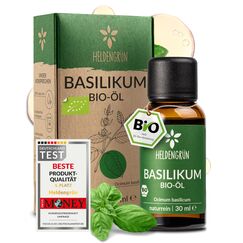 Heldengrün® BIO Basilikumöl [100% NATURREIN] Zertifiziertes Lebensmittel zum Kochen - Basilikum Öl aus Griechenland - Basilikum Bio Aroma, Basil Oil