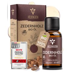 Heldengrün© BIO Zedernholzöl [100% NATURREIN] - Zedernöl Bio aus nachhaltigem Himalaya Zeder - Echter Zedernholz Duft - Ätherische Öle Zedernholz
