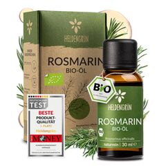 Heldengrün® BIO Rosmarinöl [HOCHDOSIERT] - Zertifiziertes Lebensmittel zum Einnehmen - Rosmarin Öl Bio aus Spanien - Rosemary Oil