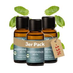 Heldengrün® BIO Pfefferminzöl [100% NATURREIN] - Reines Pfefferminzöl zum Verzehr - Frisch, belebend & klar - Minzöl aus Griechenland - Peppermint Oil - 3 x 30 ml