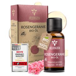 Heldengrün® BIO Rosengeranienöl [100% NATURREIN] - Echter Rosenduft - Blumig & elegant - Geranienöl Bio - Ätherisches Öl Bio - Rosenöl Geranium