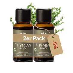 Heldengrün® BIO Thymianöl [100% NATURREIN] Zertifiziertes Lebensmittel zum Einnehmen - Thymian Öl aus Griechenland - Ätherische Öle Thymian, Tyhme Oil - 2 x 30 ml
