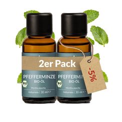 Heldengrün® BIO Pfefferminzöl [100% NATURREIN] - Reines Pfefferminzöl zum Verzehr - Frisch, belebend & klar - Minzöl aus Griechenland - Peppermint Oil - 2 x 30 ml