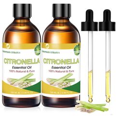 Citronella Öl 2x100 ml, Reines Citronella Ätherisches Öl für Aroma Diffuser, Zitronengrasöl Aromatherapie Duftöl für Duftlampen, DIY, Massage, Seife, Kerzenherstellung, Geschenke für Frauen