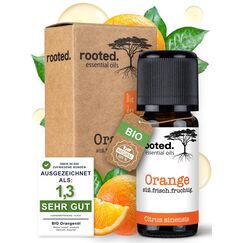 rooted.® BIO Orangenöl 10ml [100% NATURREIN] - Echte Orange - Citrus sinensis - Ätherisches Öl für Aromatherapie, Duftlampe, Diffusoren, Raumduft, Duftkerzen und -Seifen