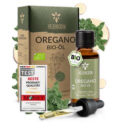 Heldengrün® BIO Oregano Öl 50 ml [MAX HOCHDOSIERT] mit +92% Carvacrol - Zertifiziertes Lebensmittel zum Einnehmen - Oreganoöl Bio aus Griechenland - Oregano Oil