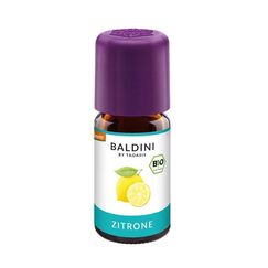 Baldini Bio Zitronenöl 5ml - 100% Naturreines Ätherisches Öl - Lebensmittelqualität - Vegan - für Speisen, Getränke & Aroma Diffuser - aus Italien