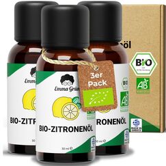 Emma Grün® Bio Zitronenöl Ätherisches Öl [100% Naturrein] - Zitronen Öl 3x 30ml - Ätherisches Öl Zitrone - Ätherische Öle Bio Naturrein - LEBENSMITTELQUALITÄT - Essential Oil Made in Greece