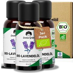 Emma Grün® Bio Lavendelöl Ätherisches Öl [100% Naturrein] - Zertifiziertes Lebensmittel zum Einnehmen - Ätherisches Lavendel Öl Bio - Lavender Essential Oil 3x 30ml - Ätherische Öle Naturrein