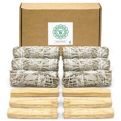 MUT22 6 Weißer Salbei und 6 Palo Santo Premium Kalifornischer, 100% natürlich und reinigend, ideal für spirituelle und energetische Rituale (6 Weißer Salbei + 6 Palo Santo)