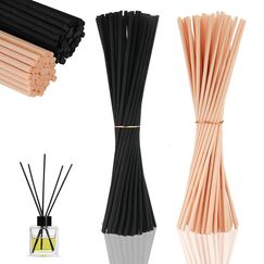 100 Stück Rattanstäbchen für Raumduft, 20cm x 3mm Duftstäbchen Nachfüller, Aroma Diffuser Stäbchen für Ätherische Öle im Home Office Hotel Spa Aropatherapie (2 Farben)