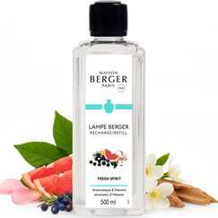 Maison Berger – Nachfüllung Fresh Spirit 500 ml für Lampe Berger – 2-in-1 geruchsneutralisierendes Raumduft-Öl – Grapefruit, Leder