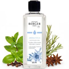 Maison Berger – Nachfüllung Aroma Focus Feuilles d’Aromates 500 ml für Lampe Berger – 2-in-1 geruchsneutralisierendes Raumduft-Öl – Rosmarin, Sternanis
