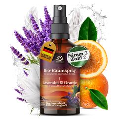 NORDHOLZ® Lavendel & Orangenspray – BIO-Raumspray Orange – Natürlicher Raumduft für Kissen, Wohnräume & Schlafzimmer mit 100% naturreinem ätherischem BIO-Orangenöl – Kissenspray