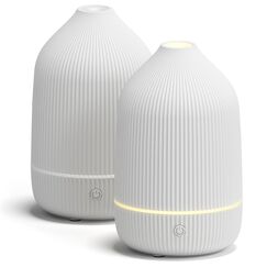 SALUBRITO Aroma Diffuser 2er-Pack, Weiß Diffusor für ätherische Öle, Ultraschall Aromatherapie Diffuser, 100ml Kleiner Diffuser für Zuhause Büro Yoga, Geschenk für Frauen