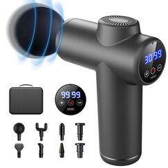 Bizcasa Massagepistole,Muskel Massagegerät mit 99 Geschwindigkeiten,8 Massageköpfen LCD Touchscreen 29900 U/min,Massage Gun mit USB C und Aufbewahrungsbox,für Massage Muskelentspannung (Grau)