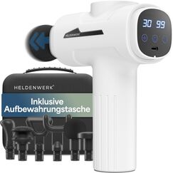 Massagepistole inkl. 6 Massageköpfen & 30 Geschwindigkeiten, mit USB-C Anschluss und LCD Touchscreen I Muskel Massagegerät, Massage-Gun, Muskelmassagepistole, Muskel-Pistole (Weiß)